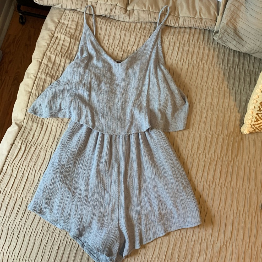 Blue romper with open back